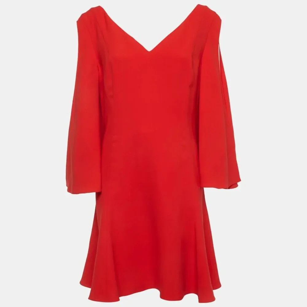 Dior | Dresses | Christian Dior Red Silk Flared Knee Length Dress L |  Poshmark